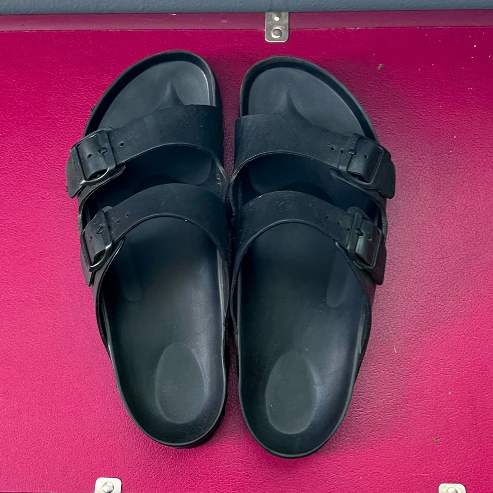 Black Birkenstock Arizona EVA slides